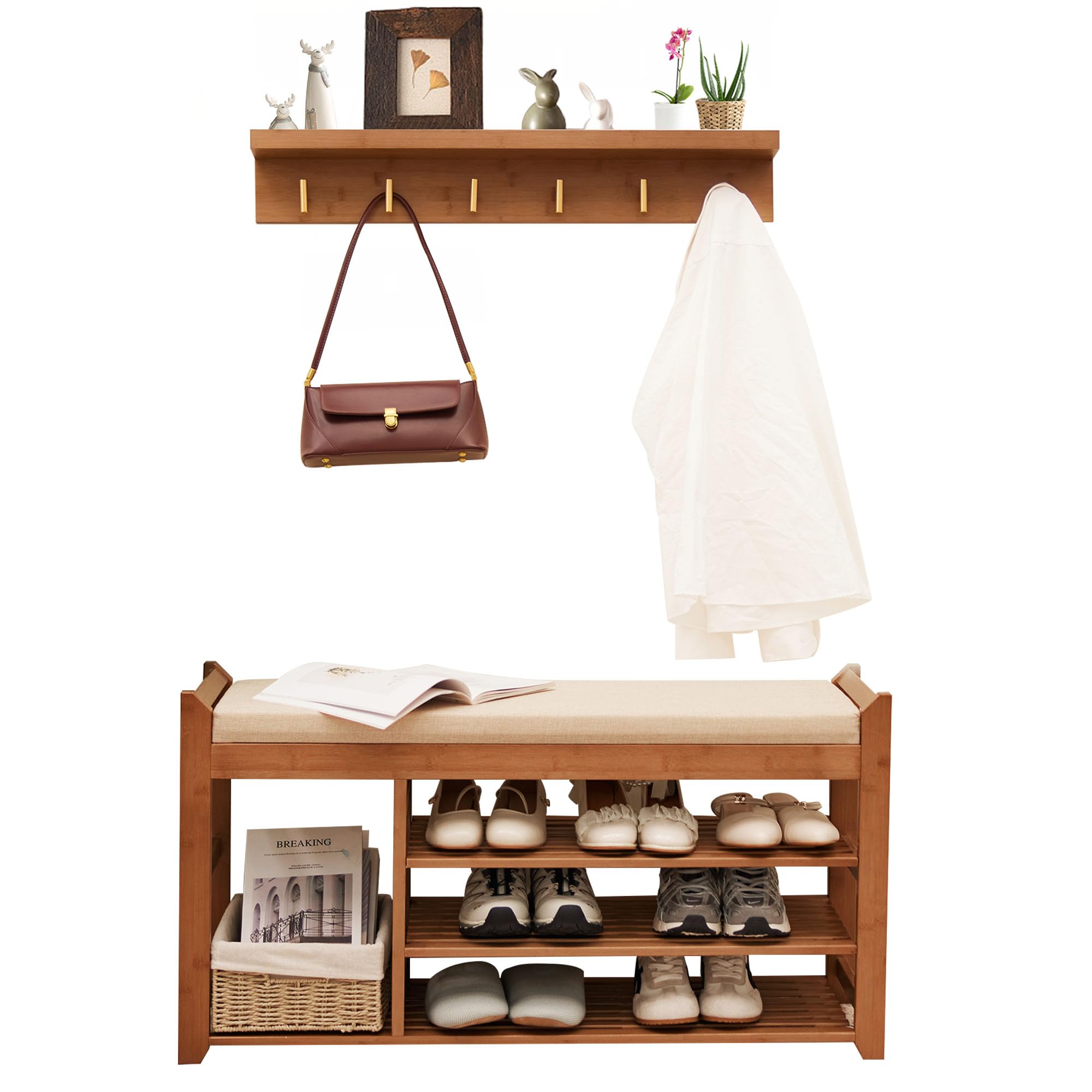 Amazon.com: PETKABOO Hall Tree with Bench and Shoe Storage, Coat